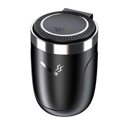 Car Ashtray With LED Light Universal Alloy Ash Tray Aluminum Cup Smokeless Auto Ashtray Flame Retardant Cigarette Holder Box