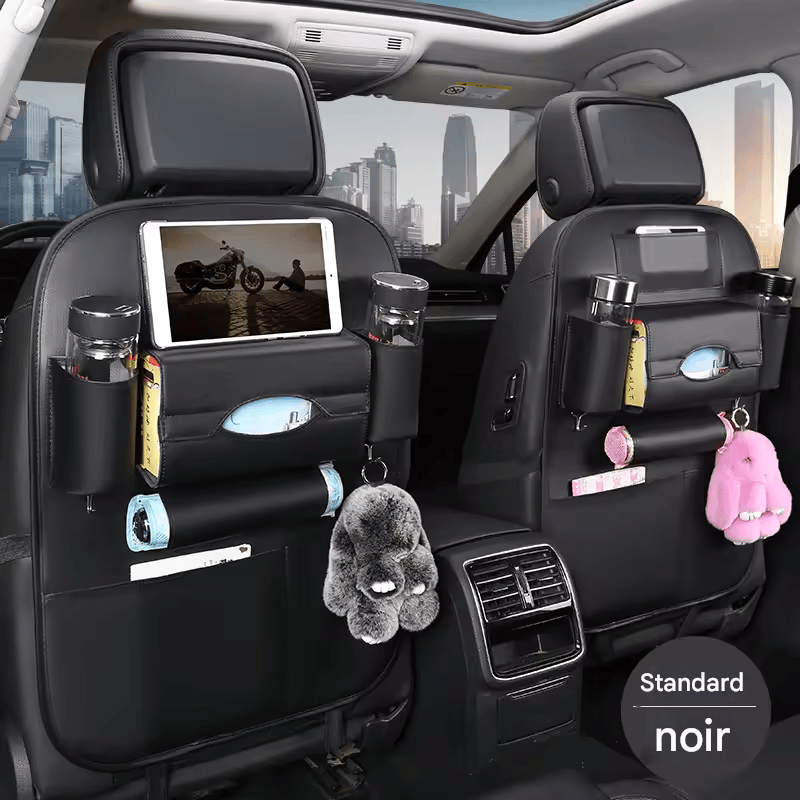 🏷️Organisateur de Rangement Dossier de Siège Voiture 1/2 – Universel en Cuir PU, Boîte de Rangement Multifonction, Poche de Rangement Auto
