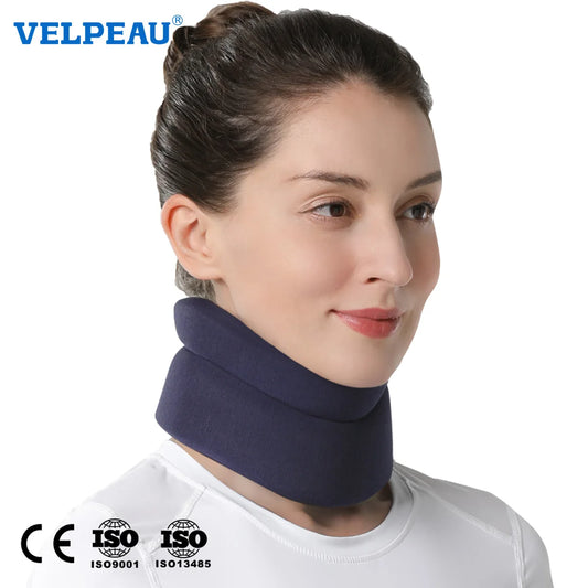 VELPEAU Neck Brace Support Foam for Neck Pain and Spine Pressure Adjustable Cervical Collar for Snoozing and Sleep Apnea