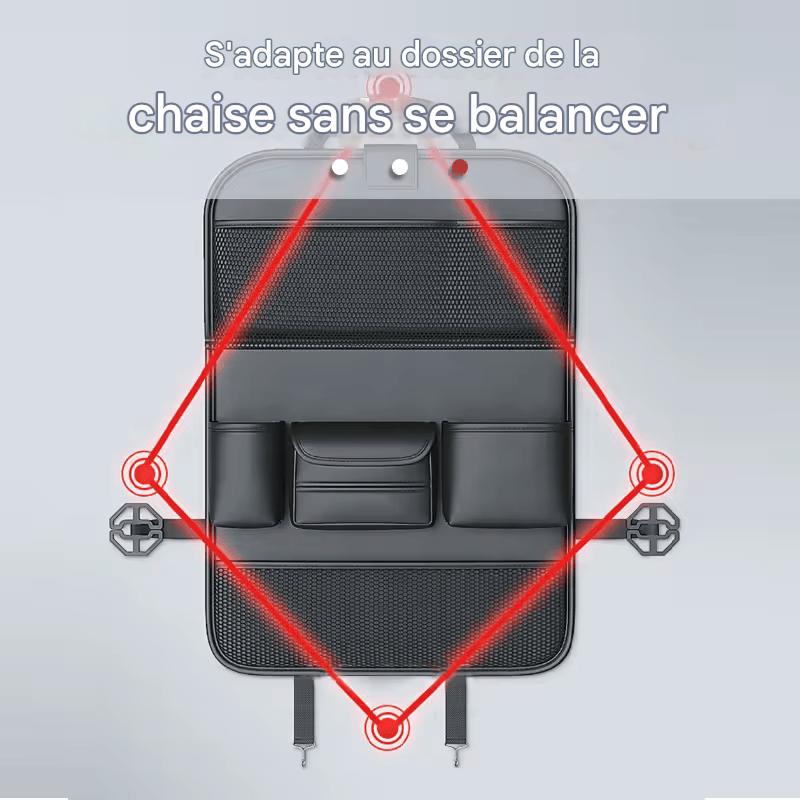 🏷️SEAMETAL Sac de Rangement pour Dossier de Siège Auto – Cuir PU Imperméable, Tablette Pliable, Grande Capacité