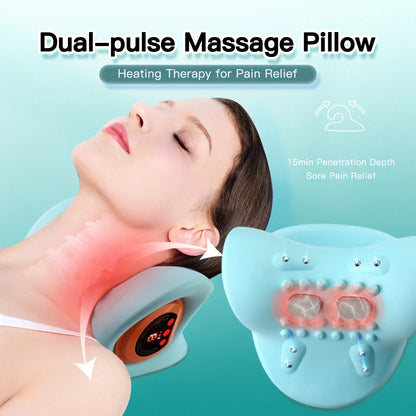 EMS Electric Neck Massager Cervical Point Massage Pillow Massager Relax Pillow Sleep Hot Compress Neck Care Massage Pain Relief