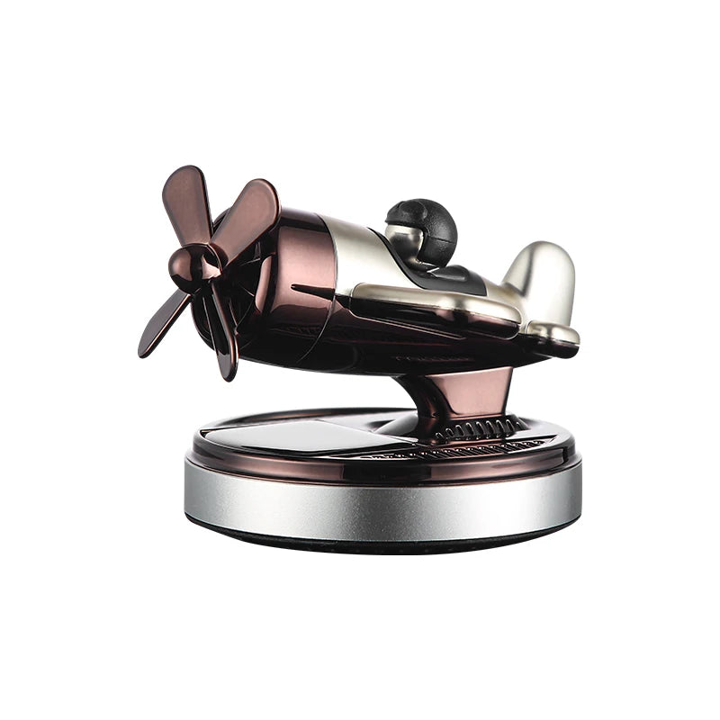 Solar Car Air Freshener Auto Parts Interior Aromatreatment Decoration Propeller Rotating Fighter Modelling Perfume Diffuser