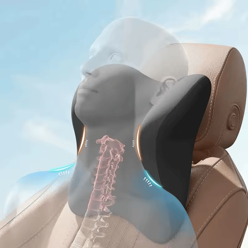 🏷️Nouveau Coussin Lombaire pour Voiture en Mousse à Mémoire de Forme – Soutien Cervical et Lombaire, Dossier Amovible et Lavable, Coussin Universel pour Véhicule