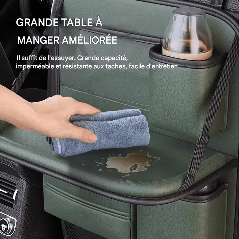 🏷️BLALION Sac de rangement tout-en-un pour siège de voiture Organiseur de voiture amélioré à 5 poches avec table pliante, tissu anti-coup de pied, porte-gobelet