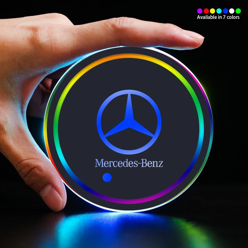 1/2Pcs Luminous Car Coaster Water Cup Holder Non Slip Pads Mats for Mercedes Benz AMG A E C G R S Class W176 W204 W212 W168 W205