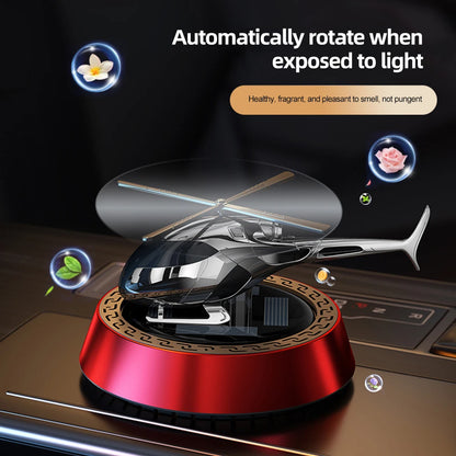Solar Powered Rotation Helicopter Solar Aromatherapy Car Air Freshener Alloy+ABS Ornaments Fragrance Auto Aroma Diffuser