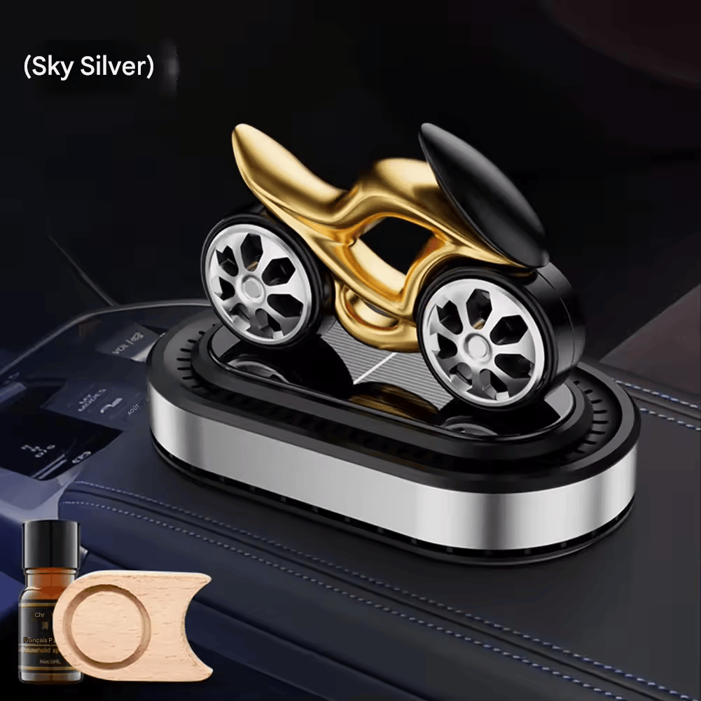 Diffuseur de Parfum Voiture Style Moto – Purificateur d’Air Solaire Compact avec Tablette Parfumée et Huile Essentielle