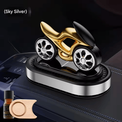 Diffuseur de Parfum Voiture Style Moto – Purificateur d’Air Solaire Compact avec Tablette Parfumée et Huile Essentielle