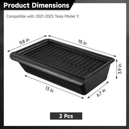 Under Seat Storage Tray for Tesla Model Y 2021 2022 2023 2024, Car Front Seat Hidden Drawer Bins Non Slip with Lid Cover