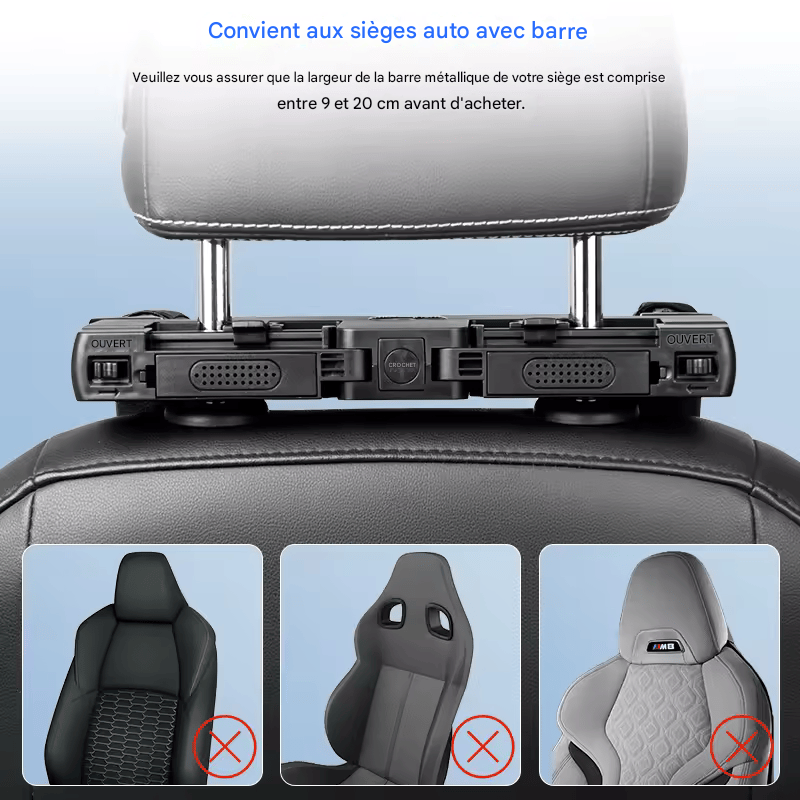 🏷️ Appuie-Tête Ergonomique pour Voiture – Cuir Artificiel & Mousse Mémoire – Confort Cervical 4 Saisons, Installation Facile