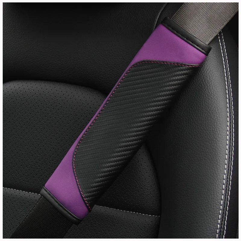 🏷️Protège-ceinture en cuir PU carbone – 1 ou 2 pièces | Rembourrage confort antidérapant pour ceinture de sécurité | WUINMG