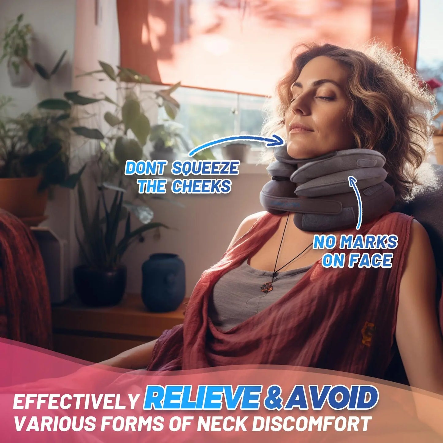 Cervical Neck Traction Device- Inflatable Neck Stretcher Pillow for Instant Neck Decompression-Support Brace for Home Travel Use