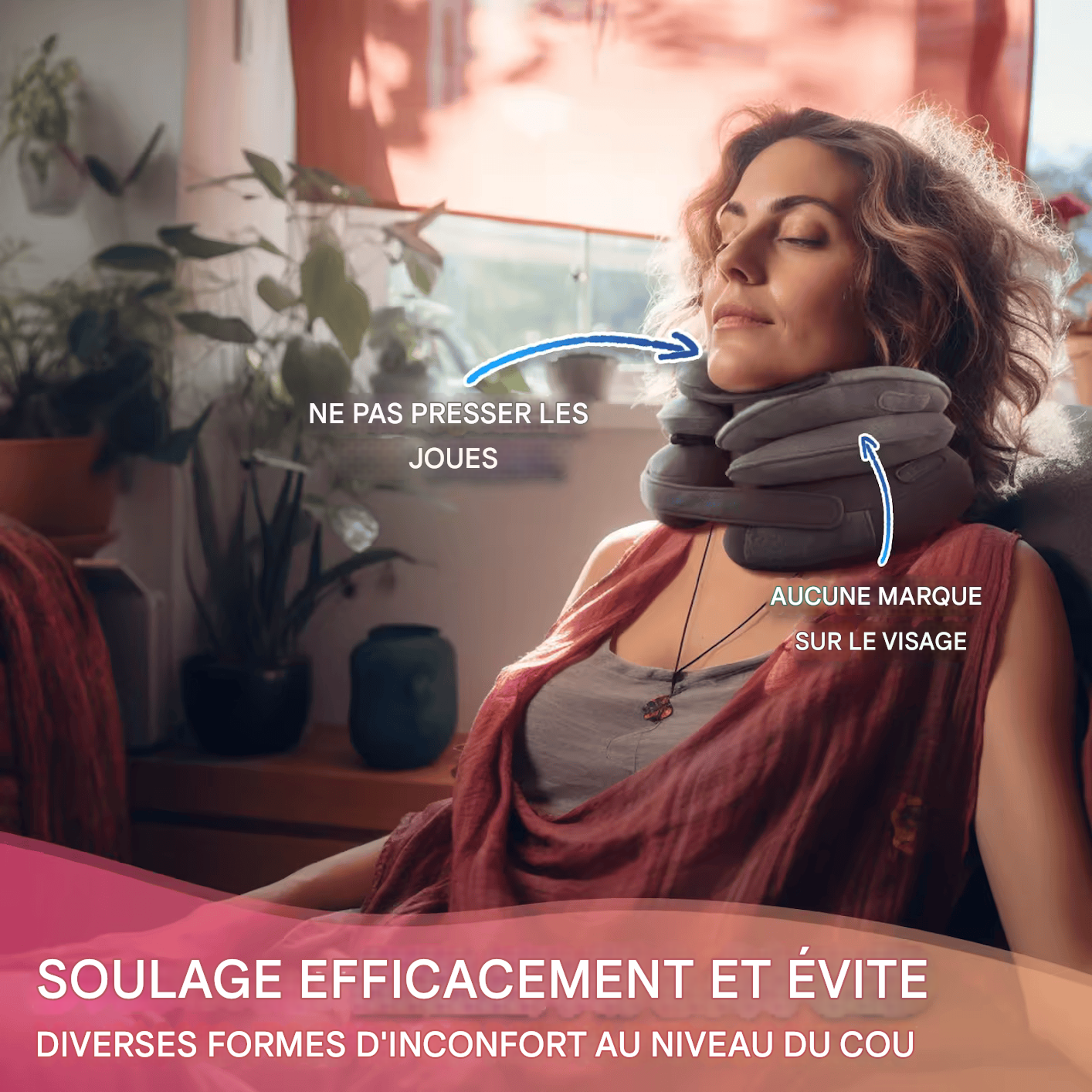 🏷️Appareil de Traction Cervicale Gonflable – Oreiller Décompresseur pour le Cou à Domicile et en Voyage