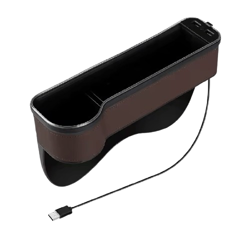 Organiseur de siège à fente pour véhicule, porte-cartes, téléphone, bouteille, gobelet, boîte de rangement pour voiture avec 2 chargeurs USB, LED colorée pour espace de siège