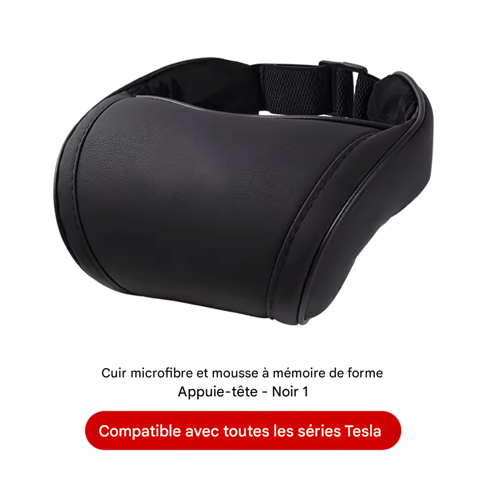🏷️Coussin Repose-Tête KJOY pour Tesla – Oreiller Cervical en Cuir PU à Mémoire de Forme pour Modèles 3, Y, X, S
