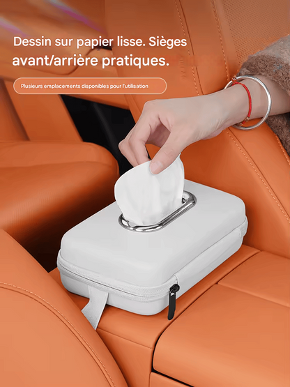 🏷️Boîte à Mouchoirs Haut de Gamme pour Voiture – À Fixer sur Pare-Soleil, Dossier ou Accoudoir – Élégante et Pratique