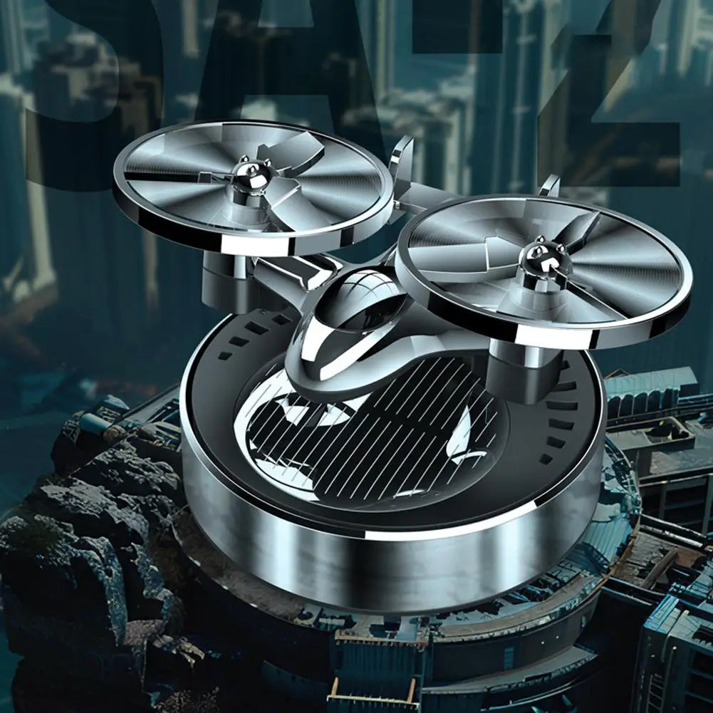 Solar Powered Rotation Helicopter Solar Aromatherapy Car Air Freshener Alloy Fragrance Auto Aroma Diffuser ﻿