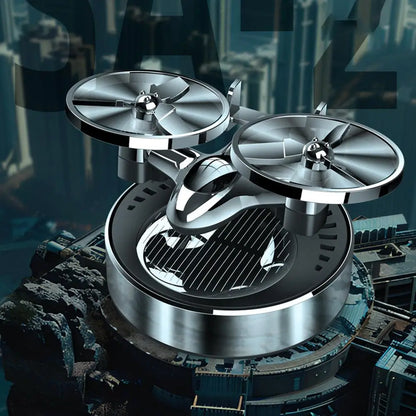 Solar Powered Rotation Helicopter Solar Aromatherapy Car Air Freshener Alloy Fragrance Auto Aroma Diffuser ﻿