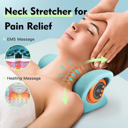 Neck Stretching Massager Neck Shoulder Stretcher EMS Cervical Chiropractic Traction Massage Pillow Cervical Spine Alignment