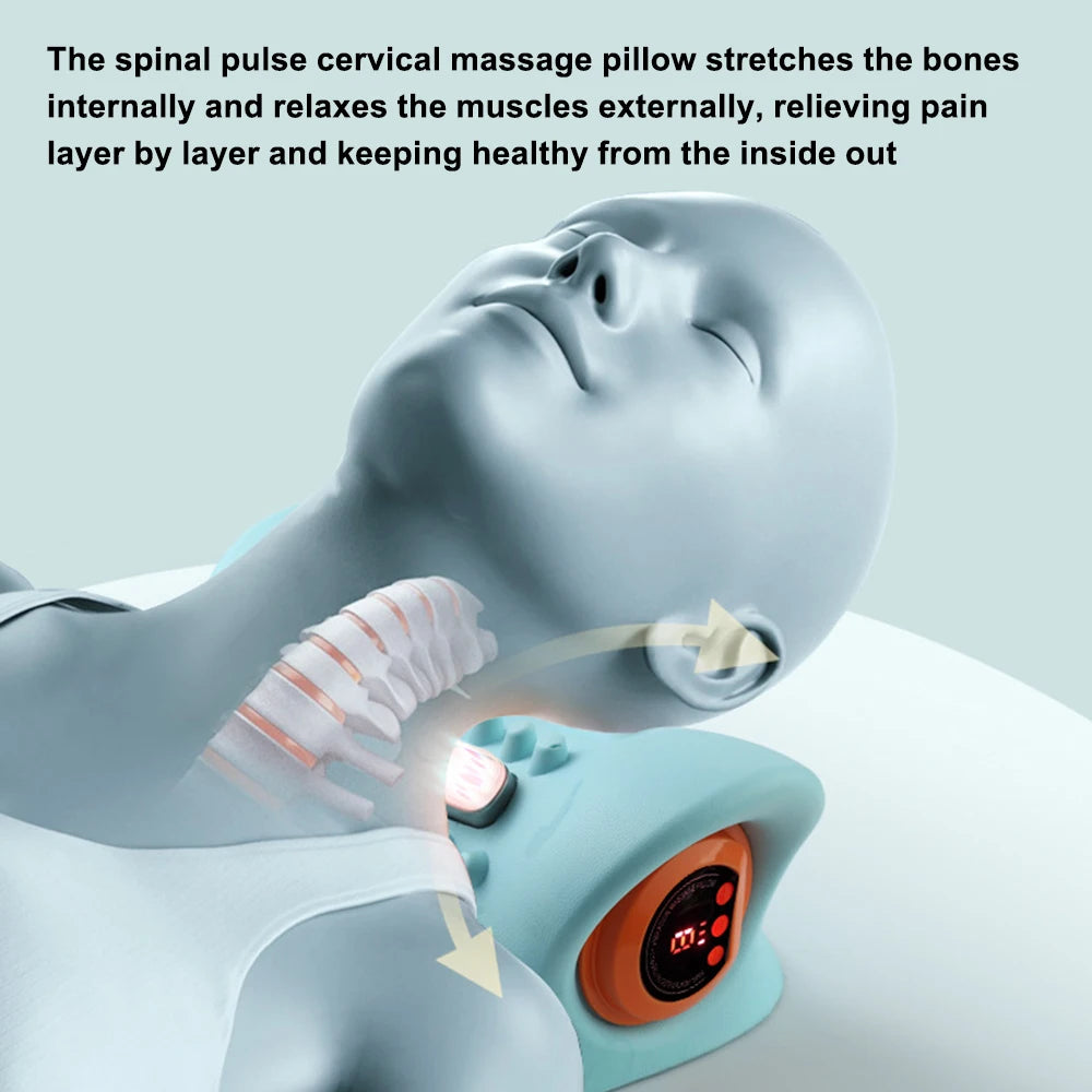 Neck Stretching Massager Neck Shoulder Stretcher EMS Cervical Chiropractic Traction Massage Pillow Cervical Spine Alignment