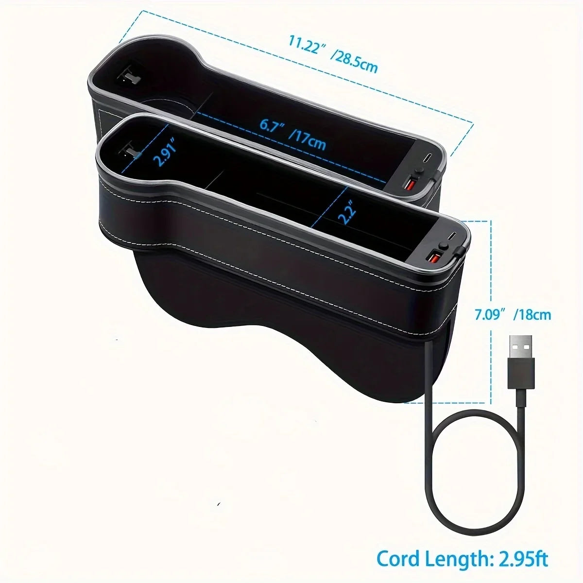 🏷️Lot de 2 Organisateurs de Fente de Siège avec Chargeur – Boîte de Rangement pour Voiture avec Ports USB Type-C