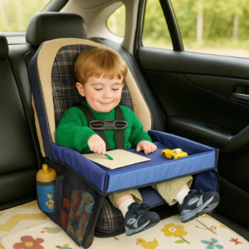 Children's Waterproof Car Seat Storage Table Student Writing Desk Baby Stroller Toy Food Storage Rack New Style Seat Tray