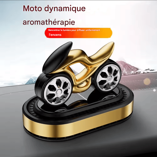 Diffuseur de Parfum Voiture Style Moto – Purificateur d’Air Solaire Compact avec Tablette Parfumée et Huile Essentielle