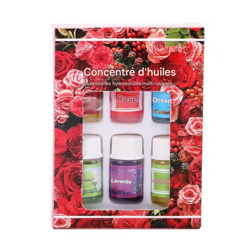 Coffret 6 Huiles Essentielles – Parfums Solubles dans l’Eau – Pour Diffuseur, Humidificateur, Parfum Voiture ou Recharge Désodorisant