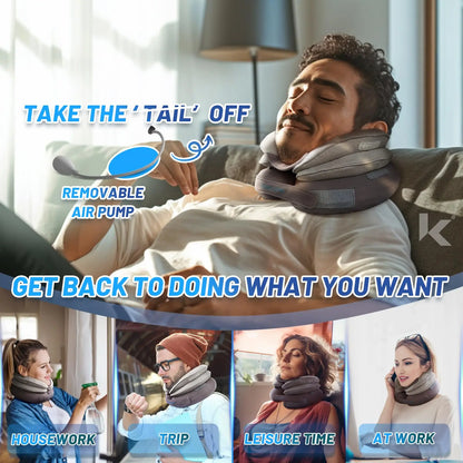 Cervical Neck Traction Device- Inflatable Neck Stretcher Pillow for Instant Neck Decompression-Support Brace for Home Travel Use