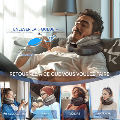 🏷️Appareil de Traction Cervicale Gonflable – Oreiller Décompresseur pour le Cou à Domicile et en Voyage