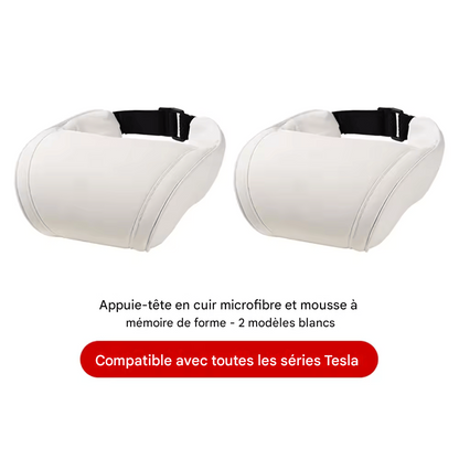 🏷️Coussin Repose-Tête KJOY pour Tesla – Oreiller Cervical en Cuir PU à Mémoire de Forme pour Modèles 3, Y, X, S