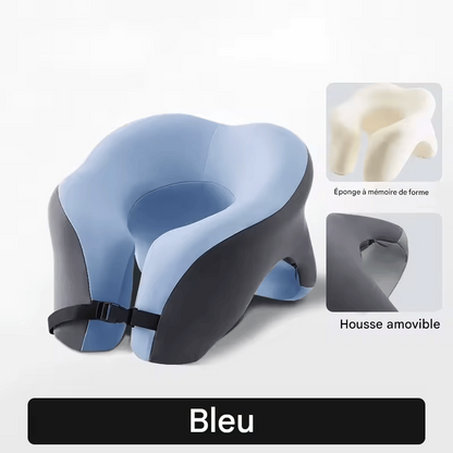 🏷️SEAMETAL Sac de Rangement pour Dossier de Siège Auto – Cuir PU Imperméable, Tablette Pliable, Grande Capacité Oreiller Cervical de Voyage – Mousse à Mémoire, Tissu Coton Respirant, Design Compact avec Sac Étanche