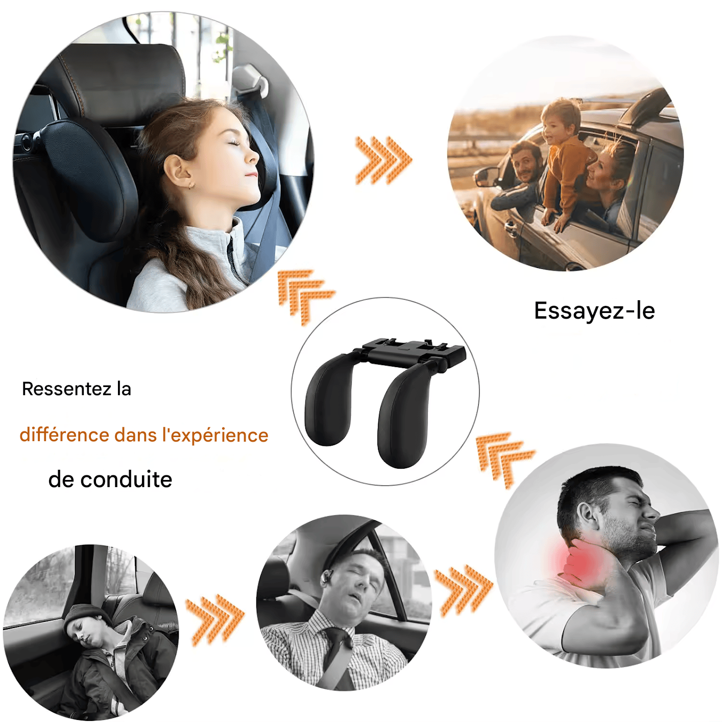 Appuie-Tête Ergonomique pour Voiture – Mousse à Mémoire de Forme Haute Résilience – Confort 4 Saisons, Universel pour Tous Véhicules