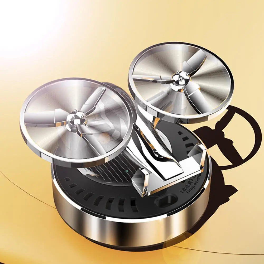 Solar Powered Rotation Helicopter Solar Aromatherapy Car Air Freshener Alloy Fragrance Auto Aroma Diffuser ﻿