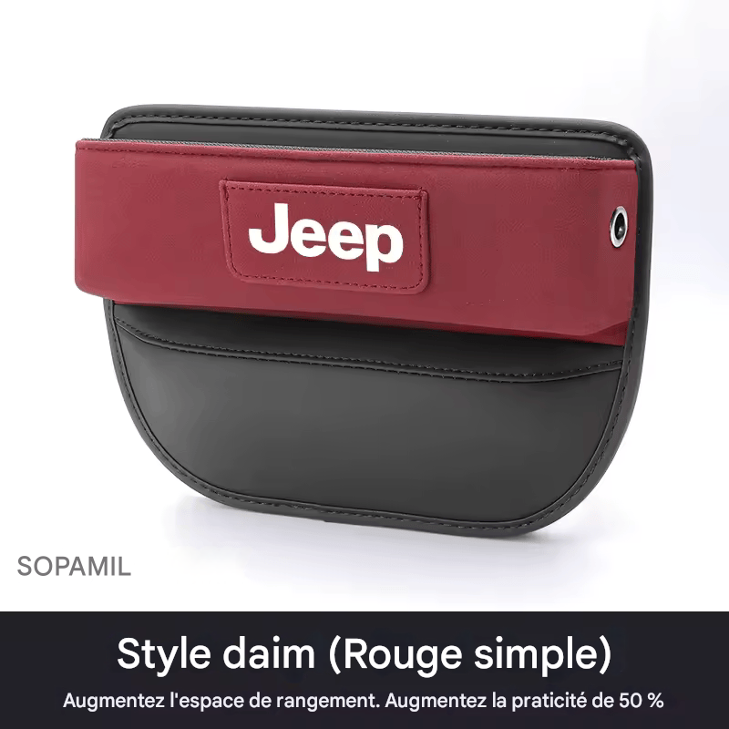 Organisateur Multifonction en Suédine pour Fente de Siège – Compatible Jeep Wrangler, Grand Cherokee, Renegade, Compass, Gladiator, Patriot, Commander