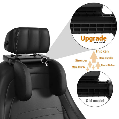 Universal 360° Adjustable Auto Cervical Pillow with Memory Foam & Side Pads Ergonomic One-Click Sleep Headrest for BMW Benz Car