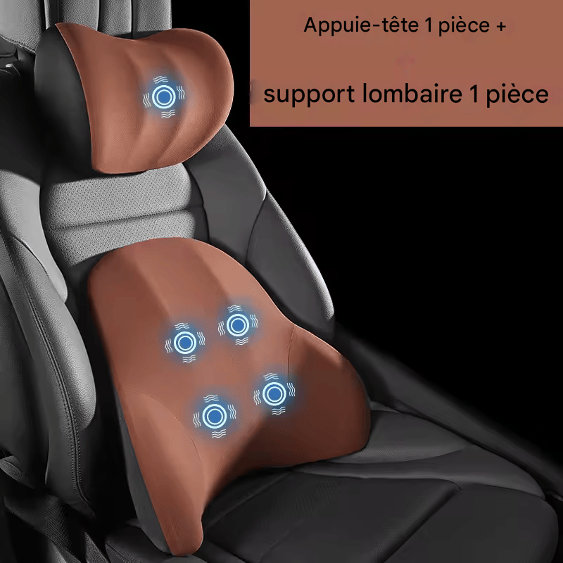 🏷️Coussin Massant Électrique Voiture – Appui-Tête et Soutien Lombaire Vibrant pour Siège Auto, LIVIAUTOLIFE