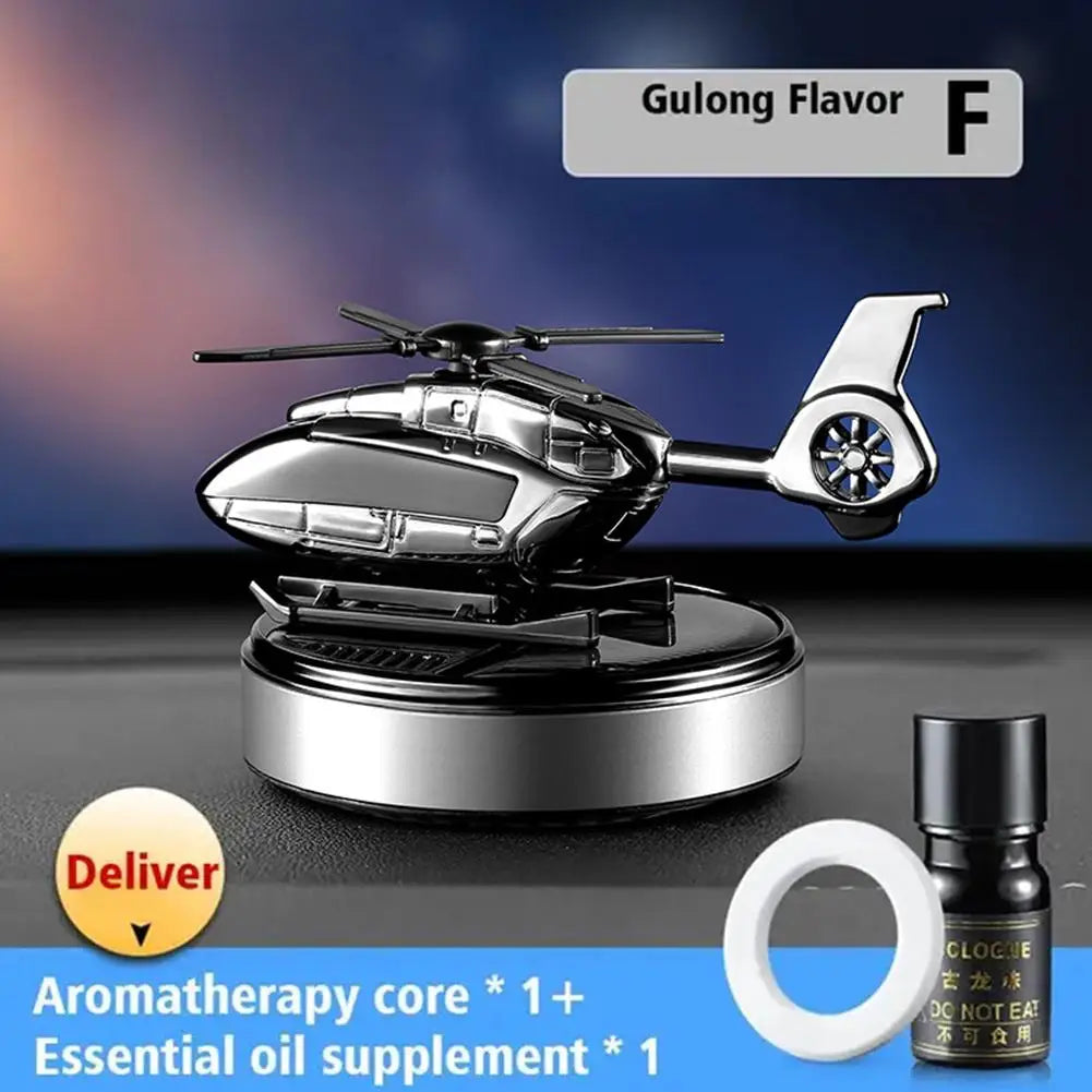 Car Air Freshener Solar Automatic Rotation Camouflage Helicopter Dashboard Fragrance Long Lasting Fragrant Car Interior Decor