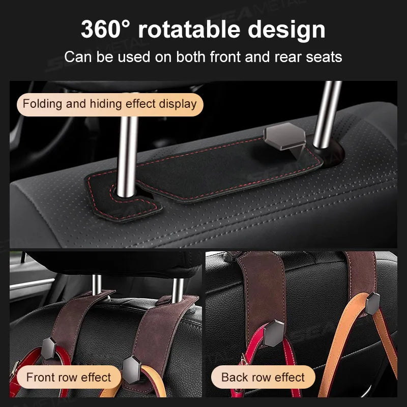 SEAMETAL Car Headrest Hooks Hanger Auto Seat Back Organizer Holder Clips 20KG Large Load Bearing for Car Interior Accessories