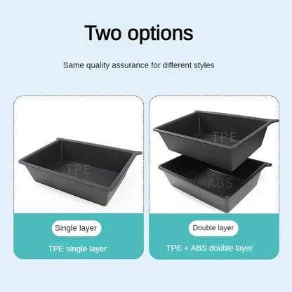 For Tesla Model X 2023 Under Seat Storage Box Case Organizer TPE + ABS Dual Layers Underseat Drawer Tray Interior Accessories