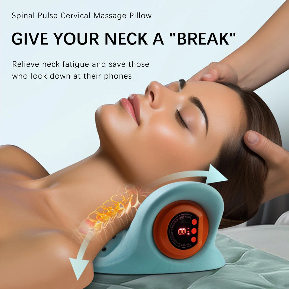 Neck Stretching Massager Neck Shoulder Stretcher EMS Cervical Chiropractic Traction Massage Pillow Cervical Spine Alignment
