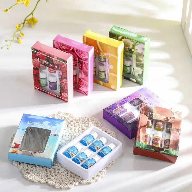Coffret 6 Huiles Essentielles – Parfums Solubles dans l’Eau – Pour Diffuseur, Humidificateur, Parfum Voiture ou Recharge Désodorisant