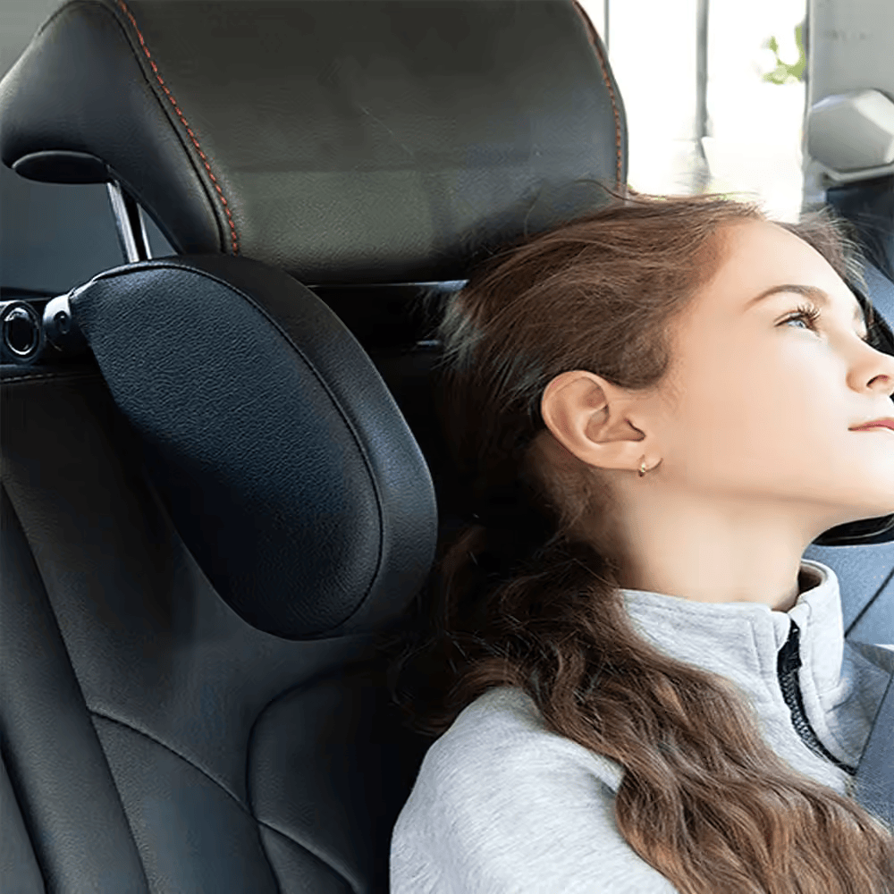 🏷️Coussin de Voyage Appui-Tête pour Voiture – Soutien Latéral Réglable, Amovible, en Fibre Synthétique avec Tige Télescopique ABS