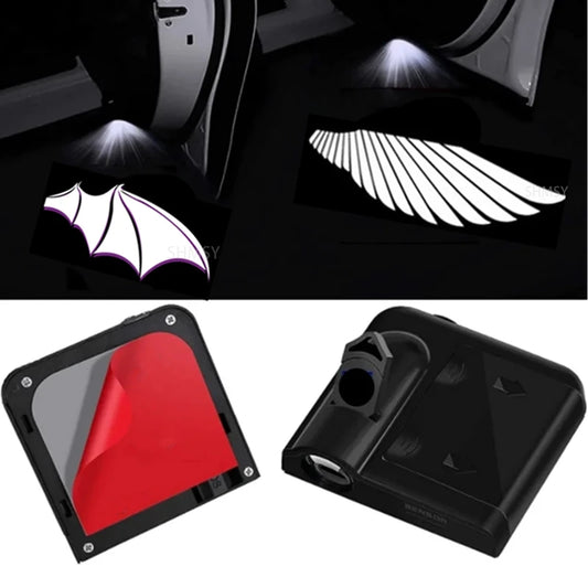 2Pcs Car Angel Wings Wireless Auto Door Welcome Courtesy Shadow Projector Lamp LED Light Accessories Universal Vehicle Models