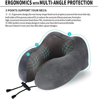 Travel Pillow, Best Memory Foam Neck Pillow Head Support Soft Pillow for Sleeping Rest, Airplane Car & Home Use