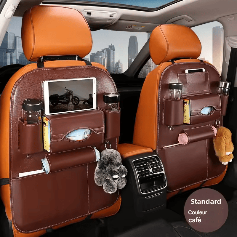 🏷️Organisateur de Rangement Dossier de Siège Voiture 1/2 – Universel en Cuir PU, Boîte de Rangement Multifonction, Poche de Rangement Auto