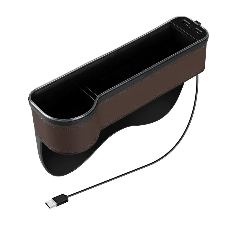 🏷️Boîte de Rangement pour Siège Auto avec Charge Rapide USB et Éclairage RGB 7 Couleurs – Organiseur Multifonction en Similicuir