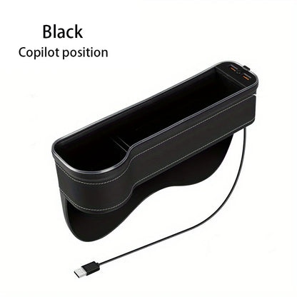 Organisateur de Fente de Siège avec Porte-Gobelet LED – Boîte de Rangement avec Changement de Couleur, Double USB et Lumière d’Ambiance