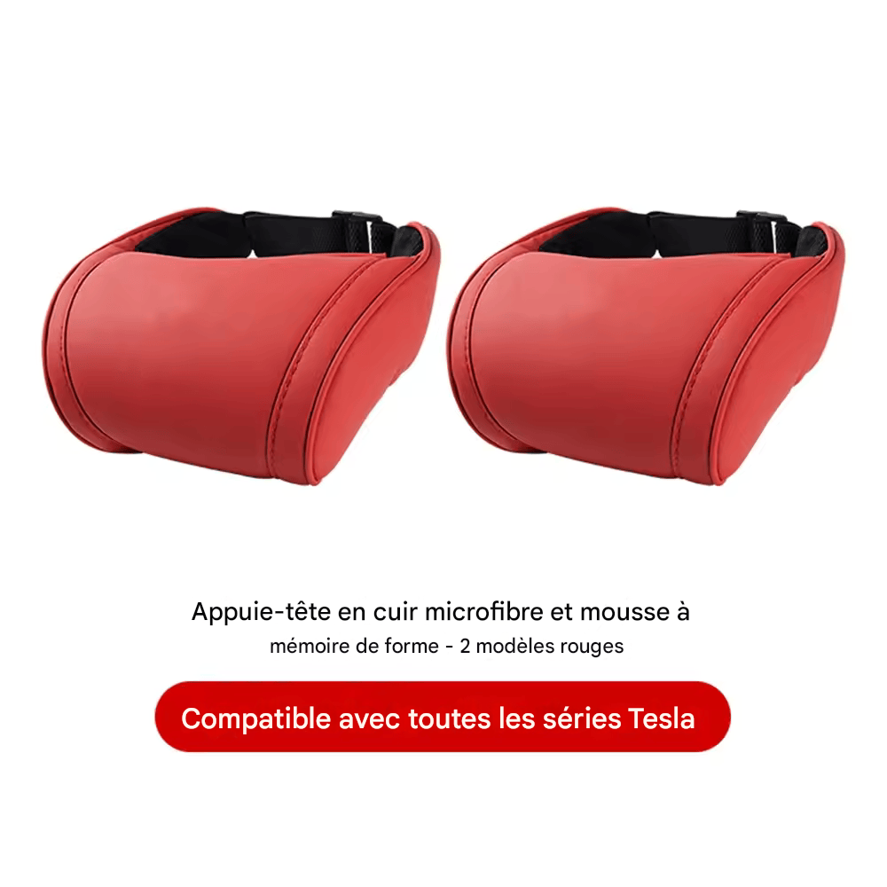 🏷️Coussin Repose-Tête KJOY pour Tesla – Oreiller Cervical en Cuir PU à Mémoire de Forme pour Modèles 3, Y, X, S