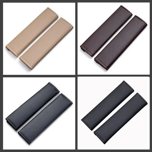 2Pcs Carbon Fiber Car Seat Belt PU Leather Safety Belt Shoulder Cover Breathable Protection Seat Belt Padding Pad Auto Interior